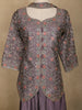 Lavender Floral Embroidered Tussar Palazzo Suit