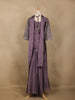 Lavender Floral Embroidered Tussar Palazzo Suit