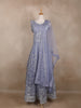 Lavender Floral Embroidered Design Net Gown
