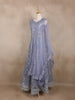 Lavender Floral Embroidered Design Net Gown