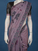 Lavender Floral Embroidered Design Pure Cotton Saree