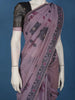 Lavender Floral Embroidered Design Pure Cotton Saree