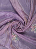 Lavender Floral Embroidered Satin Saree - Diadem