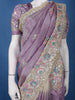 Lavender Floral Embroidered Satin Saree - Diadem