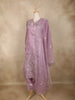 Lavender Floral Embroidered Tissue Cotton Straight Cut Salwar Suit with Dupatta