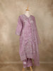 Lavender Floral Embroidered Tissue Cotton Straight Cut Salwar Suit with Dupatta