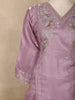 Lavender Floral Embroidered Tissue Cotton Straight Cut Salwar Suit with Dupatta