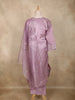 Lavender Floral Embroidered Tissue Cotton Straight Cut Salwar Suit with Dupatta