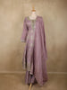 Lavender Floral Embroidered Tissue Silk Palazzo Suit with Striped Dupatta