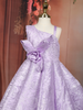Lavender Floral Jacquard Design Net Party Wear Kids Frock