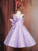 Lavender Floral Jacquard Design Net Party Wear Kids Frock