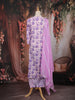 Lavender Floral Printed Cotton Salwar Suit with Dupatta