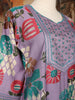 Lavender Floral Printed Cotton Salwar Suit with Embroidered Yoke and Dupatta