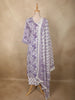 Lavender Floral Printed Design Cotton Straight Cut Salwar Suit with Dupatta