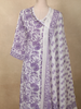 Lavender Floral Printed Design Cotton Straight Cut Salwar Suit with Dupatta