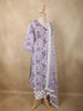 Lavender Floral Printed Design Cotton Straight Cut Salwar Suit with Dupatta
