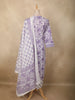 Lavender Floral Printed Design Cotton Straight Cut Salwar Suit with Dupatta