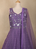 Lavender Floral Sequins Embroidered Lehenga Set with Net Dupatta