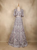 Lavender Floral Sequins Embroidered Net Lehenga Set with Overcoat