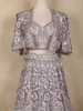 Lavender Floral Sequins Embroidered Net Lehenga Set with Overcoat