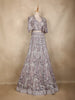 Lavender Floral Sequins Embroidered Net Lehenga Set with Overcoat