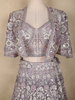 Lavender Floral Sequins Embroidered Net Lehenga Set with Overcoat