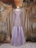 Lavender Floral Sequins Embroidered Organza Palazzo Suit