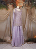 Lavender Floral Sequins Embroidered Organza Palazzo Suit