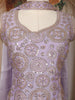 Lavender Floral Sequins Embroidered Organza Palazzo Suit