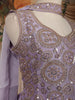 Lavender Floral Sequins Embroidered Organza Palazzo Suit