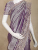 Lavender Floral Sequins Embroidered Pure Tissue Silk Saree with Designer Border