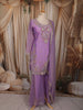Lavender Floral Sequins and Beads Embroidered Design Tissue Organza Palazzo Suit with Dupatta