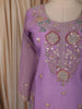 Lavender Floral Sequins and Beads Embroidered Design Tissue Organza Palazzo Suit with Dupatta