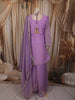 Lavender Floral Sequins and Beads Embroidered Design Tissue Organza Palazzo Suit with Dupatta
