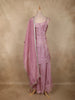 Lavender Floral Sequins and Beads Embroidered Design Tissue Palazzo Suit with Dupatta