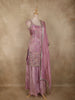 Lavender Floral Sequins and Beads Embroidered Design Tissue Palazzo Suit with Dupatta