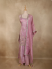 Lavender Floral Sequins and Beads Embroidered Design Tissue Palazzo Suit with Dupatta