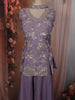 Lavender Floral Sequins and Beads Embroidered Design Tissue Silk Palazzo Suit with Choker Dupatta