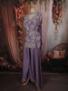 Lavender Floral Sequins and Beads Embroidered Design Tissue Silk Palazzo Suit with Choker Dupatta