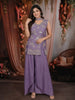 Lavender Floral Sequins and Beads Embroidered Design Tissue Silk Palazzo Suit with Choker Dupatta