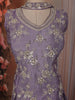 Lavender Floral Sequins and Beads Embroidered Design Tissue Silk Palazzo Suit with Choker Dupatta