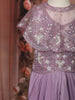 Lavender Floral Sequins and Beads Embroidered Net Lehenga