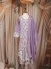 Lavender Floral Thread Embroidered Design Georgette Kids Palazzo Suit