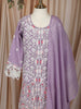 Lavender Floral Thread Embroidered Design Georgette Kids Palazzo Suit
