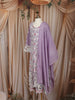 Lavender Floral Thread Embroidered Design Georgette Kids Palazzo Suit