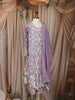Lavender Floral Thread Embroidered Design Georgette Kids Palazzo Suit