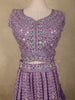 Lavender Floral Thread Embroidered Design Net Party Wear Lehenga With Net Dupatta