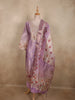 Lavender Floral Thread Embroidered Design Tissue Straight Cut Salwar Suit