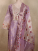 Lavender Floral Thread Embroidered Design Tissue Straight Cut Salwar Suit
