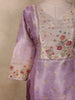 Lavender Floral Thread Embroidered Design Tissue Straight Cut Salwar Suit